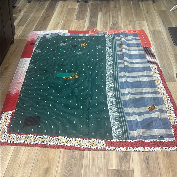 Vintage KANTHA Floral Patchwork crazy Quilt - REVERSIBLE LARGE XL - Picture 6 of 10